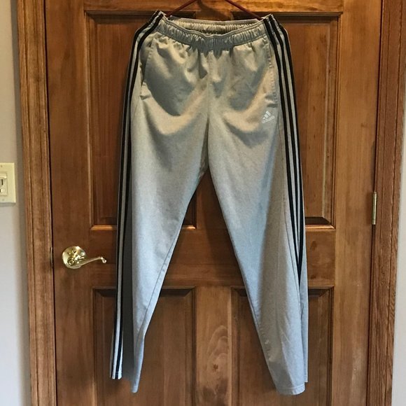 adidas Other - ADIDAS MEN'S GRAY JOGGER PANTS, SIZE MEDIUM, THREE BLACK STRIPES, 100% POLYESTER